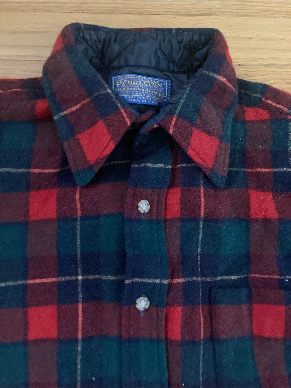 Pendleton Red, Green and Navy Wool Plaid Shirt Jacket